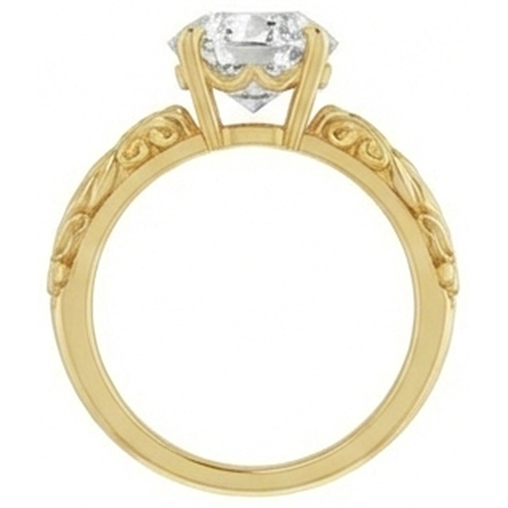 Coussin Antique Brillant bague en Or Jaune 14 Carats – vue de côté