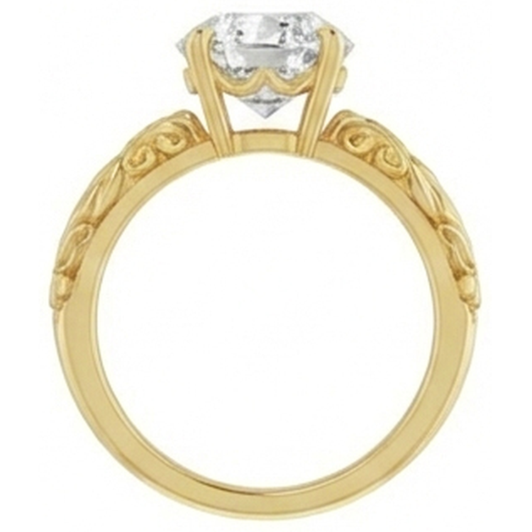 Coussin Antique Brillant bague en Or Jaune 14 Carats – vue de côté