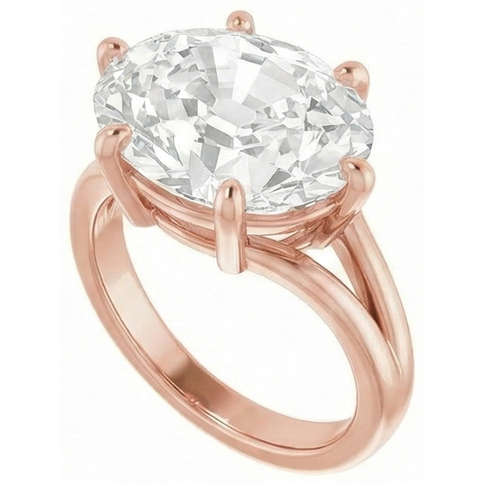 Diamant Bague Solitaire 8,50-carats Or 14K Rose – vue de côté