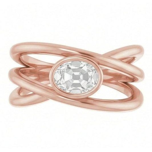 naturel oval diamant 2.50carats bague angle de côté