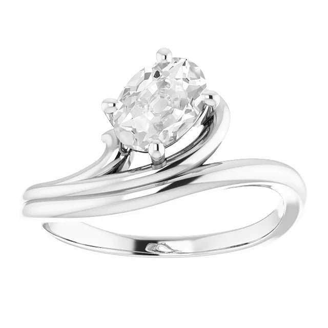 Solitaire Ovale Vieux Mineur Réel Diamant Bague Torsadé 3.50 Carats