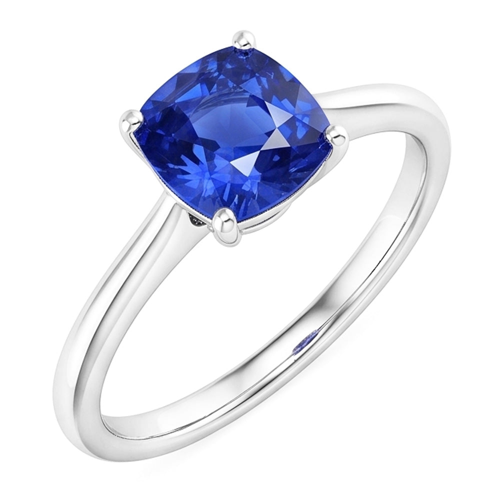 Solitaire Pierres Précieuses Bijoux Coussin Ceylan Bague Saphir 1.50 Carats