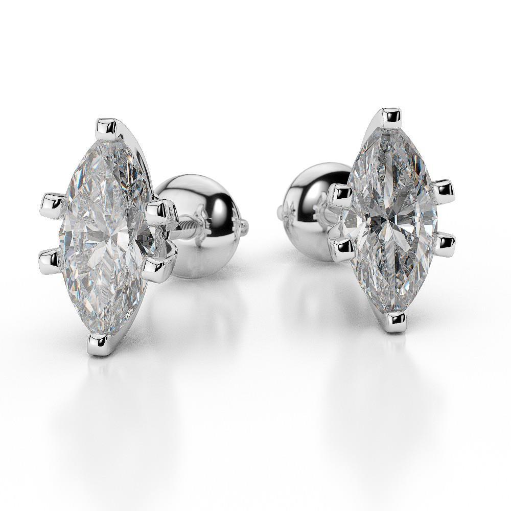 Solitaire Prong Set Réel Diamant 3.80 Carats Boucles D'Oreilles Dames Wg 14K