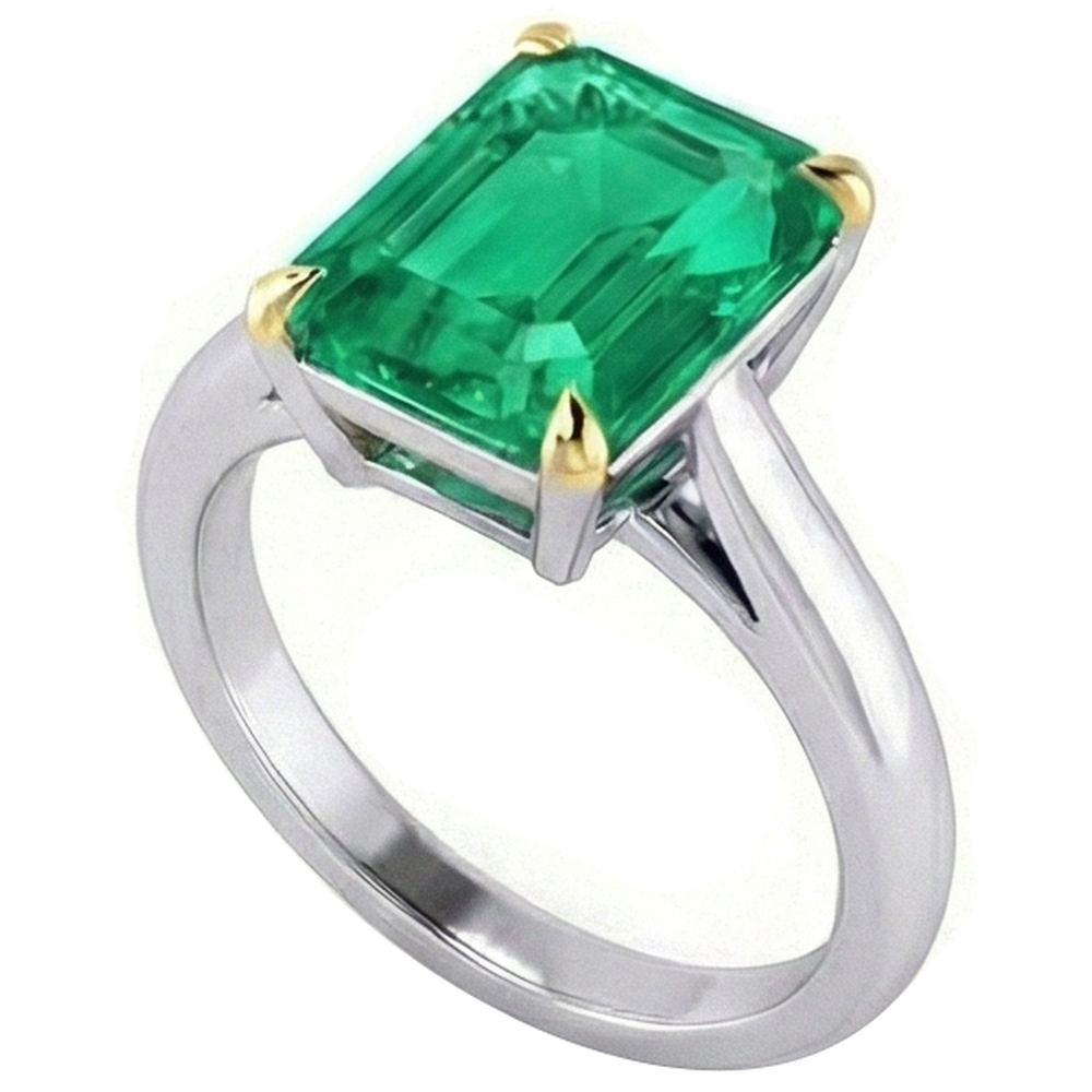 Premium Émeraude Fine Bague Pierre de Couleur 4 carats – vue d'angle