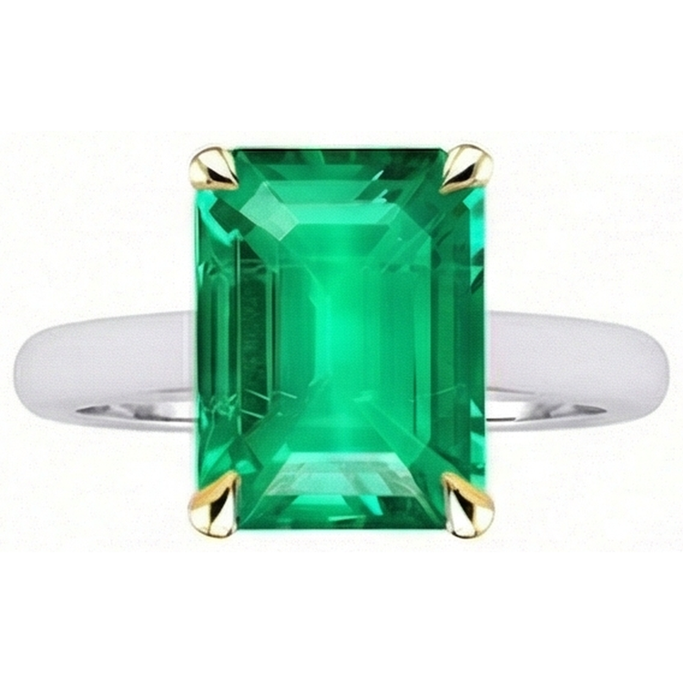 Émeraude Fine Bague Pierre de Couleur – vue de face