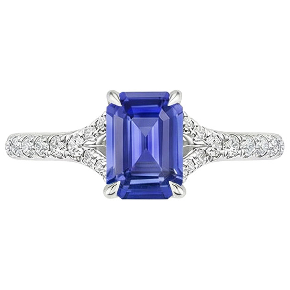 Saphir Bleu Royal Bague Pierre de Couleur – vue de côté