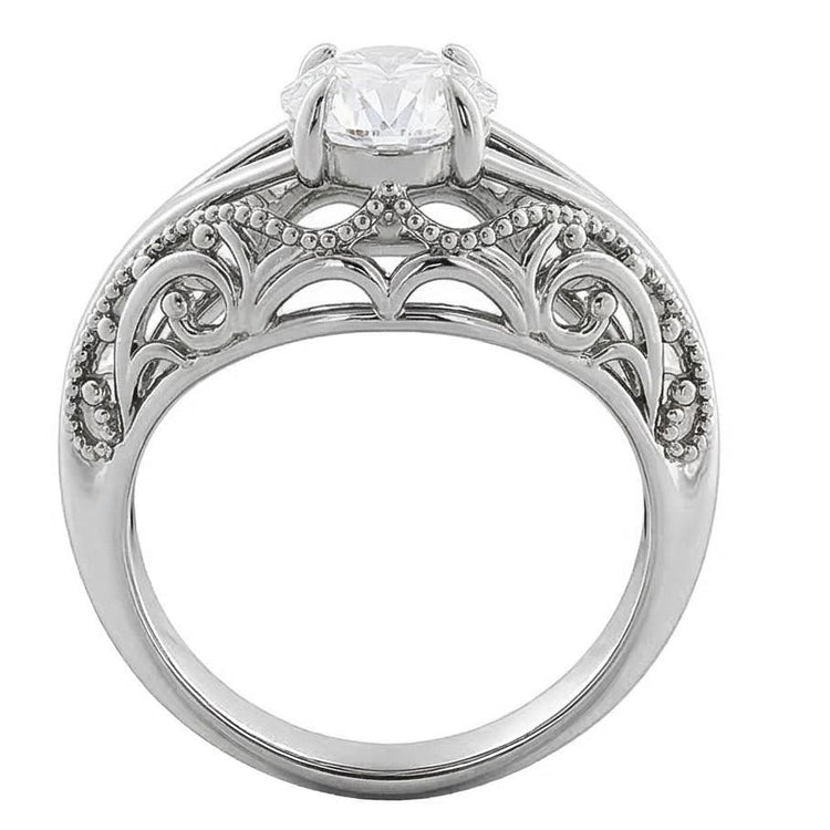 Solitaire Rond Vieux mineur Diamond Ring Style Vintage Split Tige 1.75 Carats
