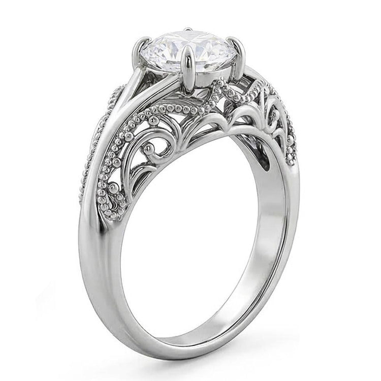 Solitaire Rond Vieux mineur Diamond Ring Style Vintage Split Tige 1.75 Carats