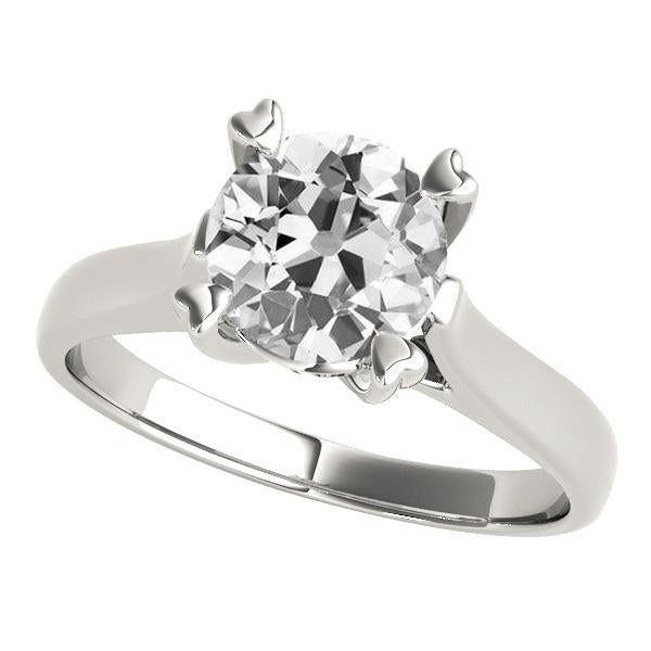 Solitaire Rond ancienne mine Cut Réel Diamant Alliance 3 Carats Sertie De Griffes