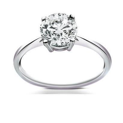 Solitaire Round Cut 2.50 Carats Réel Diamond Engagement Ring White Gold 14K