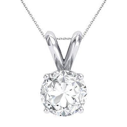 Solitaire Sparkling 1.00 Carat Réel Diamant Collier Pendentif Or Blanc 14K