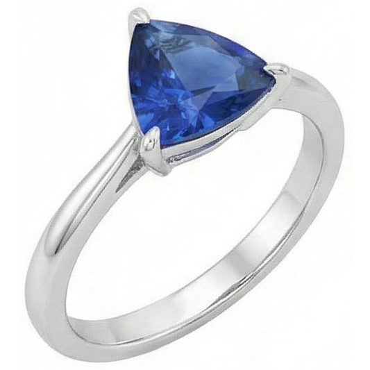Solitaire Trillion Saphir Bleu Profond 1.50 Carats Ensemble De Bijoux
