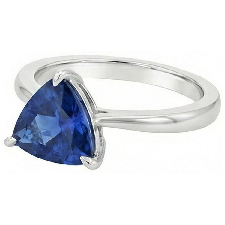 Solitaire Trillion Saphir Bleu Profond 1.50 Carats Ensemble De Bijoux