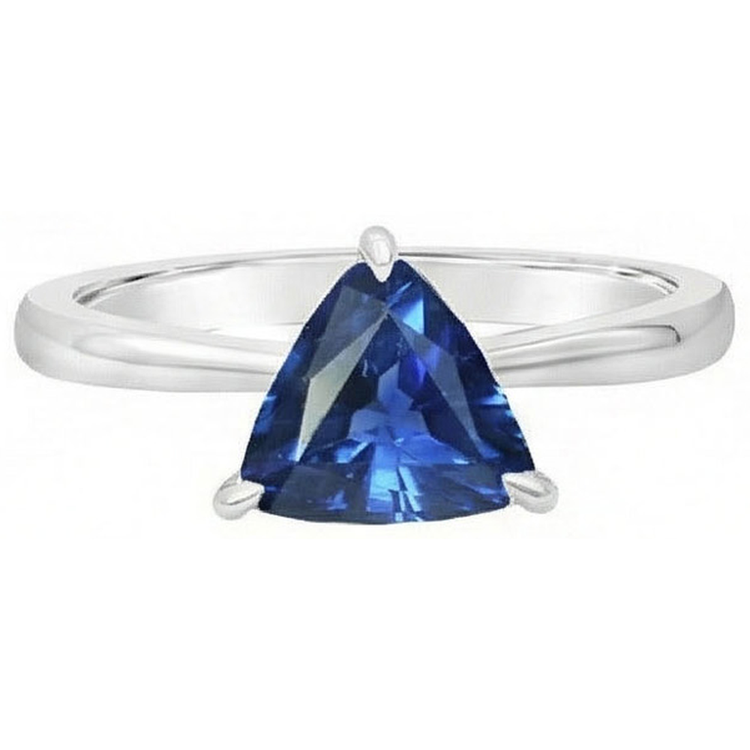 Solitaire Trillion Saphir Bleu Profond 1.50 Carats Ensemble De Bijoux