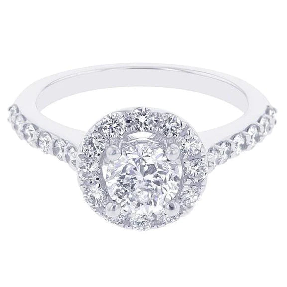 Solitaire With Accents 2.10 Carats Réel Diamond Halo Ring