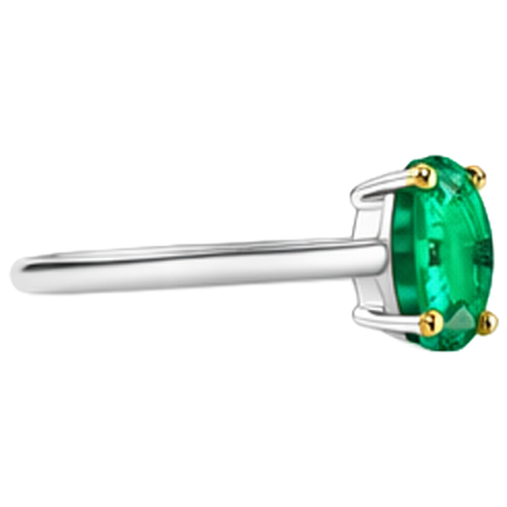 Émeraude Taille Ovale Bague Pierre Précieuse en Or Bicolore 14 Carats – vue arrière