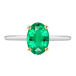 Bague Pierre Précieuse Or Bicolore 14 Carats avec Émeraude