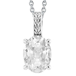 Solitaire ovale Vieux Mineur Naturel Diamant Pendentif Diapositive 5 Carats Ensemble De Griffes