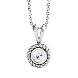 Solitaire pendentif Réel diamant rond style corde