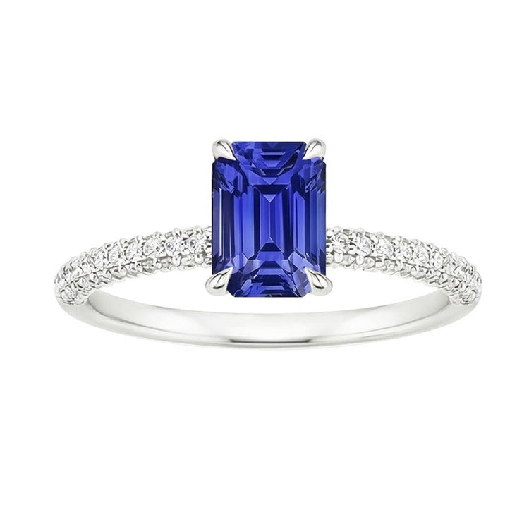 Saphir Bleu Bleuet Bague avec Gemme – vue de côté