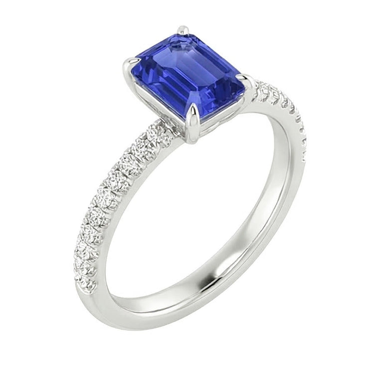 Confectionné main Saphir Bleu Bleuet Bague avec Gemme 3 carats – vue d'angle