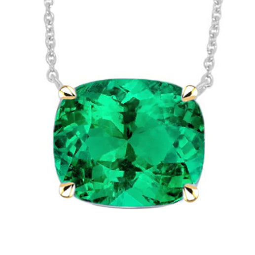 Émeraude Fine Pendentif Gemme 7-carats Or 14K Bicolore – vue principale