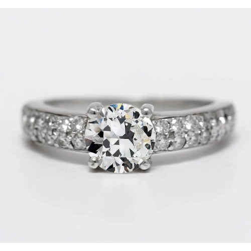 Brillant Solitaire avec Pierres Latérales 3-carats Or Blanc 14 Carats – vue principale