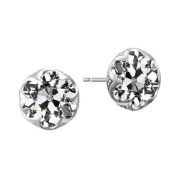 Or Blanc 14 Carats Taille Old Mine Diamant Boucles d'Oreilles