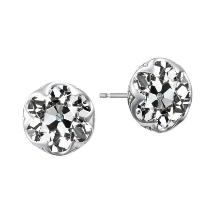 Diamant Taille Old Mine Boucles d'Oreilles en Or Blanc 14 Carats – vue principale