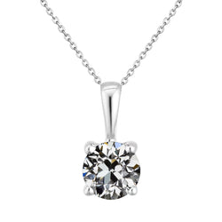 Diamant Fin Collier Pendentif 2 carats – Or Blanc 14 Carats