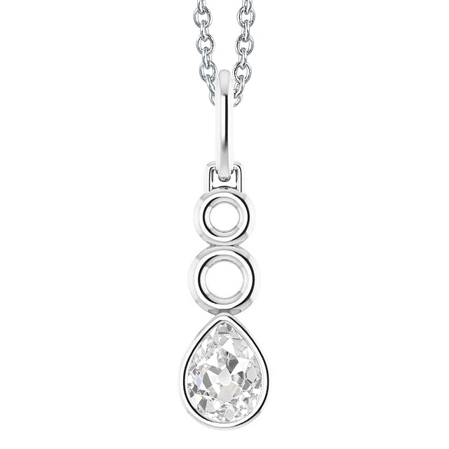 Pendentif Goutte Or 14K Blanc avec Brillant – vue principale