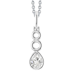 Or 14K Blanc Serti Clos Brillant Pendentif Goutte 1 carats