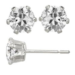 Or 14K Blanc Brillant Puces d'Oreilles – 3,50-carats Taille Old