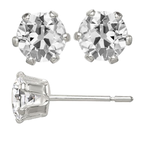 Puces d'Oreilles Or 14K Blanc avec Brillant – vue principale