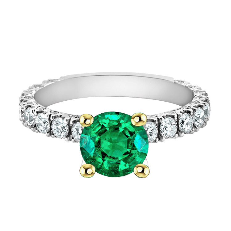 Émeraude Colombienne Bague avec Gemme 2,50-carats Or Deux Tons 14 Carats – vue principale