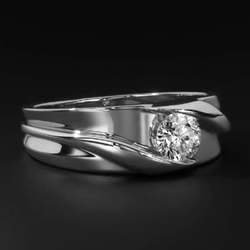 Solitaire Hommes Bague de Mariage Ronde Coupe