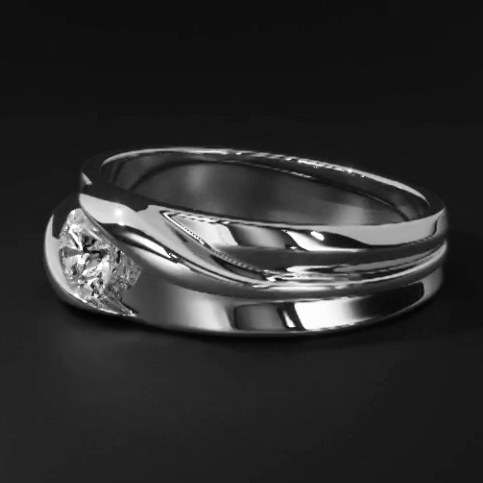 Solitaire Hommes Bague de Mariage Ronde Coupe 