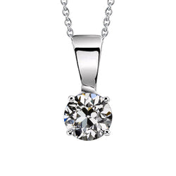 Or 14K Blanc Diamant Collier Pendentif – 1,50-carats Coussin