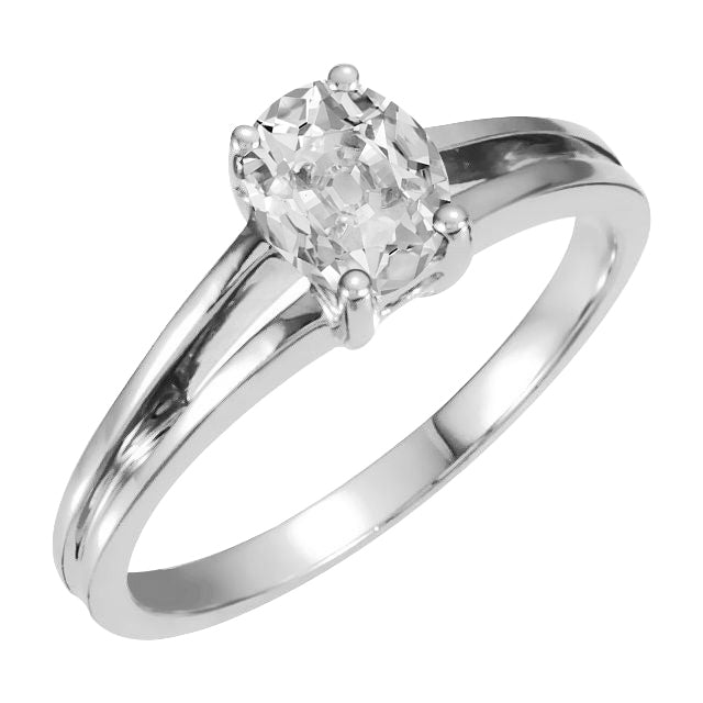 Taille Old Mine Diamant Fin bague en Or Blanc 14 Carats – vue principale