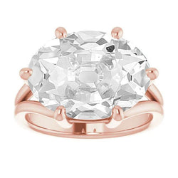 Diamant Tige Fendue Bague Solitaire – 8,50 carats en Or 14K Rose