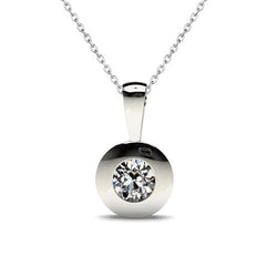 1 carats Brillant Collier Pendentif en Or Blanc 14 Carats
