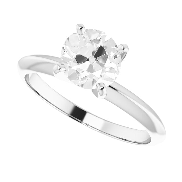 Taille Old Mine Diamant Fin bague en Or Blanc 14 Carats – vue principale