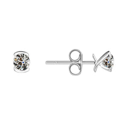 Diamant Serti Clos Pendants d'Oreilles – 1 carats en Or Blanc 14