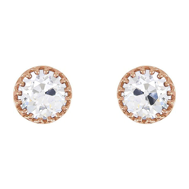 Taille Old Mine Diamant bague en Or Rose 14 Carats – vue principale