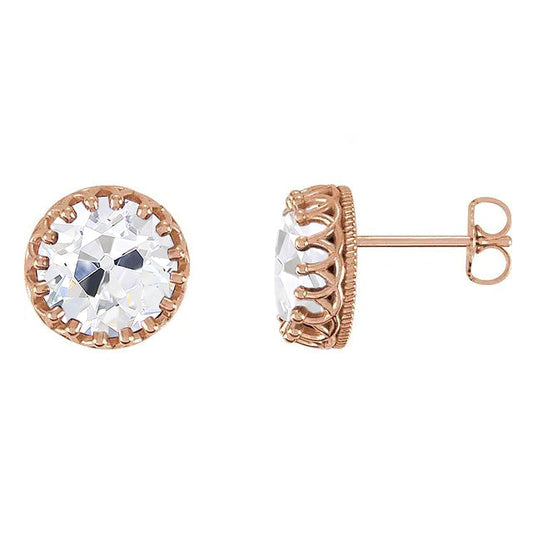 Fait à la main Diamant Boucles d'Oreilles 4 carats – vue de face
