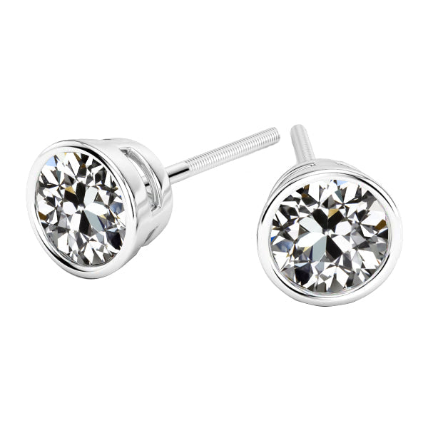 Boucles d'Oreilles Or Blanc 14 Carats avec Diamant Fin – vue principale