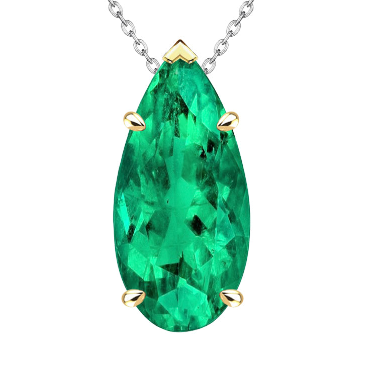 Émeraude Colombienne Pendentif Pierre Précieuse 8 carats Or 14K Bicolore – vue principale