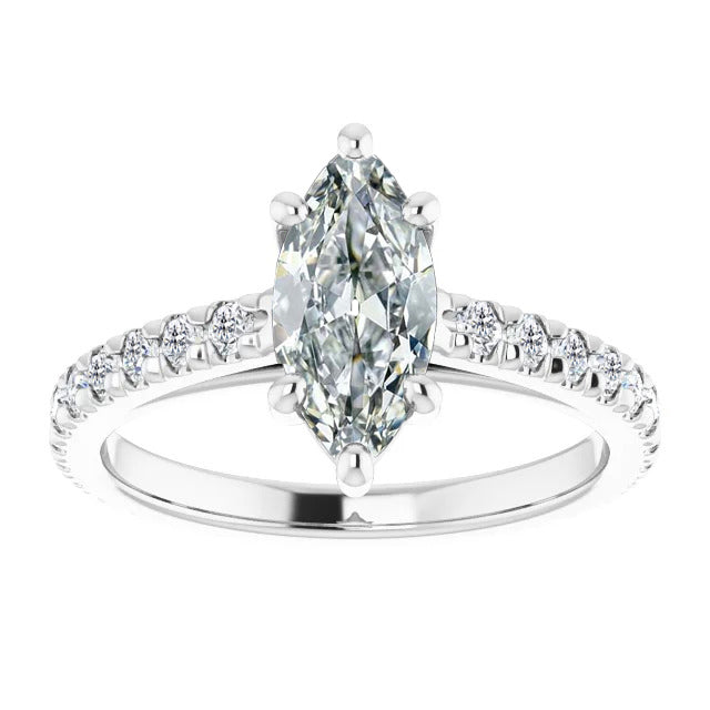Marquise Brillant bague en Or Blanc 14 Carats – vue principale