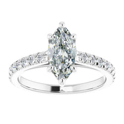 Brillant Bague Solitaire avec Accents avec Brillant Coussin