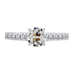 Or Blanc 14 Carats Diamant Bague Solitaire avec Accents